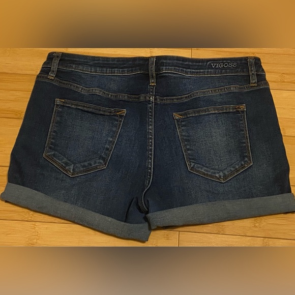 Vigoss Marley Mid Rise Cuffed Denim Shorts Size 31 Dark Wash Stretch - Picture 3 of 6